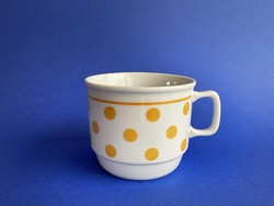Zsolnay vitrine yellow polka dot mug with yellow polka dots