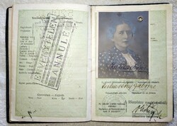 Passport of Mrs. Gáborn Zsilinszky Vitéz, 1936! Passport of the Kingdom of Hungary! With the stamp of several destinations!