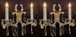 A pair of Lobmeyr Mária Theresia-style crystal wall arms