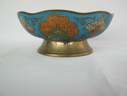 Copper bowl with a painted pattern, table centerpiece