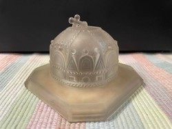 Coronation hill soil in a small glass crown - World War I relic - numbered souvenir