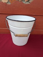 Bonyhádi white enameled enamel bucket pail heritage antique nostalgia
