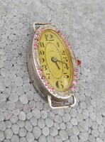 Art Nouveau women's silver cocktail watch with rubies, works, approx. 100 years old.