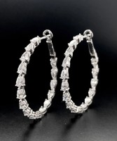 Huge, fabulous, sparkling, full cubic zirconia stud earrings 925 - new