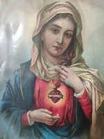 Virgin Mary, old colored lithograph