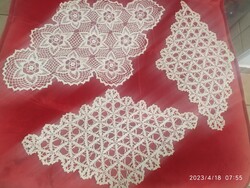 Hand crocheted lace tablecloth, 3 pieces for sale!
