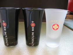 Black and opal glass unicum brandy and liqueur glasses