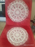 Hand-crocheted lace tablecloth made of thin yarn, 2 pieces for sale!