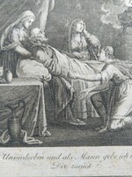 Eredeti rézmetszet, bibliai jelenet, ca.1801