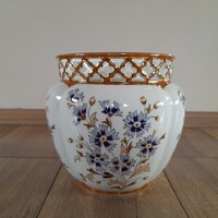 Zsolnay Búzavirág mintás porcelán nagy kaspó