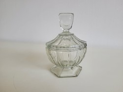 Old glass sugar bowl with lid vintage bonbonier 'b'