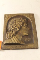 Kolozsvári Puskás Sándor terrakotta bronzírozott falikép Mátyás király 161