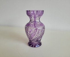 Régi kristály váza lila csiszolt díszváza