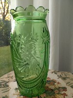 Art deco green glass vase