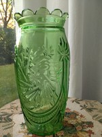 Art Deco zöld üveg váza