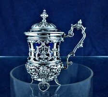 Charming, antique silver caviar holder, French, ca. 1860!!!