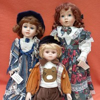 "1 fiú +2 lány" porcelán babák, vintage vagy gyűjtemény babák.
