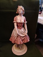 45 cm magas szecessziós majolika hölgy szobor