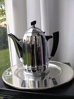 Vintage Russian art deco chrome tea kettle with vinyl handle