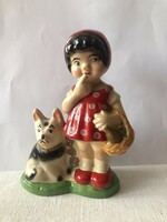 Plaster figure of Little Red Riding Hood and the Wolf