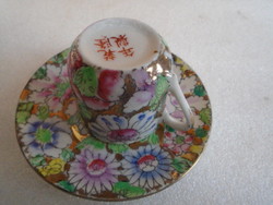 XIX. sz. közepéről származó Family Rose KINAI mokás tál csészével 100 % kézzel DÚSAN festet szép