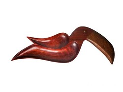 Vintage / mid-century teakfa tukán madár alakú kínáló tál, 1980's - 50604