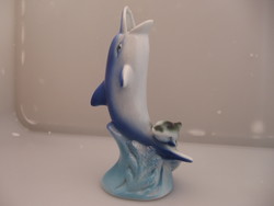 Porcelán delfin váza