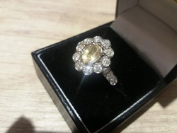 2.89 Ct diamond-sapphire ring 18 kr. With certificate