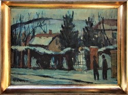 Blahos Rudolf (1917 - 1986) Délután c. Képcsarnokos festménye Eredeti Garanciáva!
