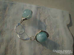 Reduced price, aquamarine earrings with silver base