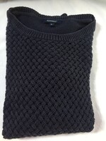100 % Pamut, kötött sötétkék  női pulóver 42, M méretre, DONNELL márka