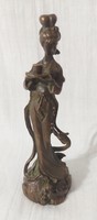 Antik réz kínai pincérnő figura