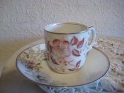 Antik , finom osztrák porcelánból készült , mokkás  csésze / 4,5 cm /  és kistányér  / 10,5 cm /