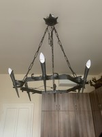 6 Wrought iron chandelier with torch