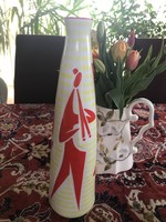 Szájánál restaurált, nagyméretű Zsolnay jazz váza