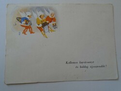 D194944 postcard - gas works of Budapest Székesfóváros - drawing by Miklós Gyóry - thrifty housewife 1930