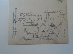 D194971 old postcard Tihany 1940s with many signatures ernő Mátyássy-szentmiklóssy-németh-bán-vígh