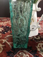 Cseh üveg váza csodás zöldes-türkiz színben
