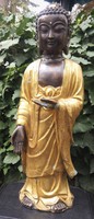 Gilded bronze standing Buddha statue