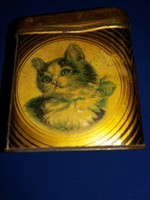Antik FRANK cikória kávés cicás, macskás festett fém lemez dísz doboz a képek szerint