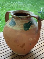 Large gorzafalvi jug, earthenware, two-handled