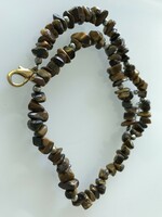 Tiger's eye semi-precious stone necklace, 47 cm long