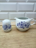 Alföldi porcelán kék kontúros virágos szószos és sószóró