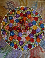 Matyó hand-embroidered folk art tablecloth, antique textile