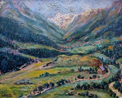 Lakatos Artúr ( 1880 - 1968 ) Alpesi táj ( Stubai - völgy, Tirol )