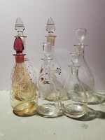 Liqueur and wine glass, carafe - six pieces - gilded, polished