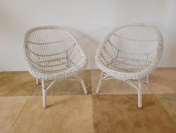 2 Pcs wicker garden terrace white rattan chair armchair