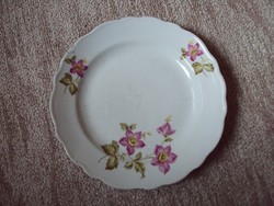 Retro old porcelain plate with flower pattern, made in Czechoslovakia