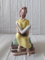 H. Rahmer mária art deco ceramic reading girl, 20 cm