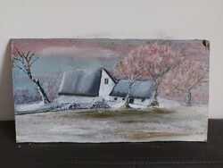Unsigned painting - farm in winter 3 - 467